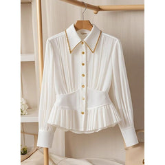Special Interest Light Luxury High-grade Pleated Collar White Shirt