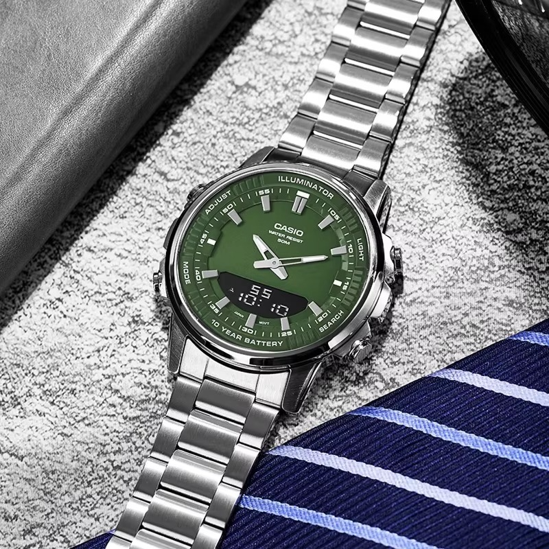 Casio AMW-880 Luxury Dual Display Watch/ساعة كاسيو AMW-880 الفاخرة بشاشة عرض مزدوجة